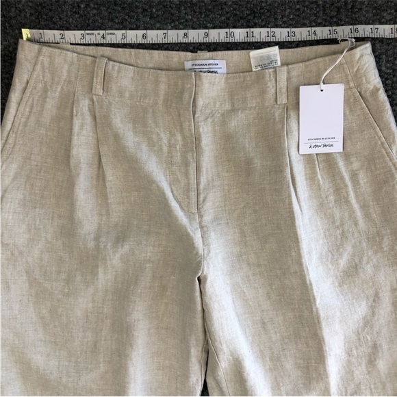 & other stories 100% linen pants size 10 with front pockets and one back pocket - Picture 6 of 11